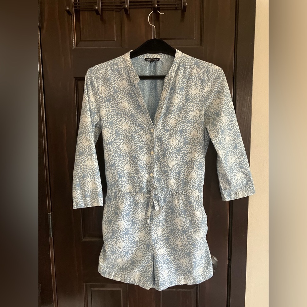 J. Crew Light Blue Printed Romper